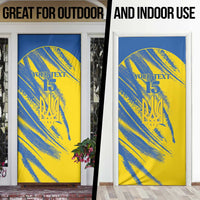 Custom Ukraine Football Door Cover Blue And Yellow Grunge Style - Wonder Print Shop