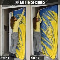 Custom Ukraine Football Door Cover Blue And Yellow Grunge Style - Wonder Print Shop