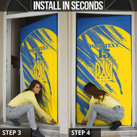 Custom Ukraine Football Door Cover Blue And Yellow Grunge Style - Wonder Print Shop