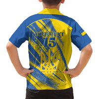 Custom Ukraine Football Family Matching Summer Maxi Dress and Hawaiian Shirt Blue And Yellow Grunge Style - Wonder Print Shop
