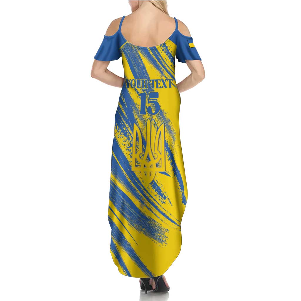 Custom Ukraine Football Family Matching Summer Maxi Dress and Hawaiian Shirt Blue And Yellow Grunge Style - Wonder Print Shop