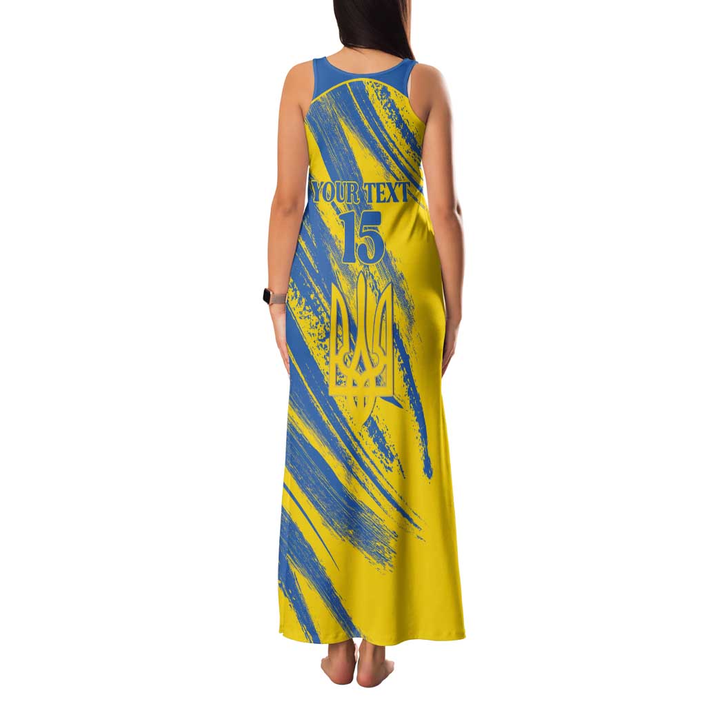 Custom Ukraine Football Family Matching Tank Maxi Dress and Hawaiian Shirt Blue And Yellow Grunge Style - Wonder Print Shop