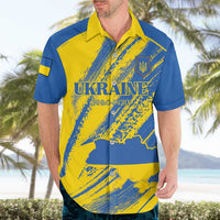Custom Ukraine Football Hawaiian Shirt Blue And Yellow Grunge Style - Wonder Print Shop