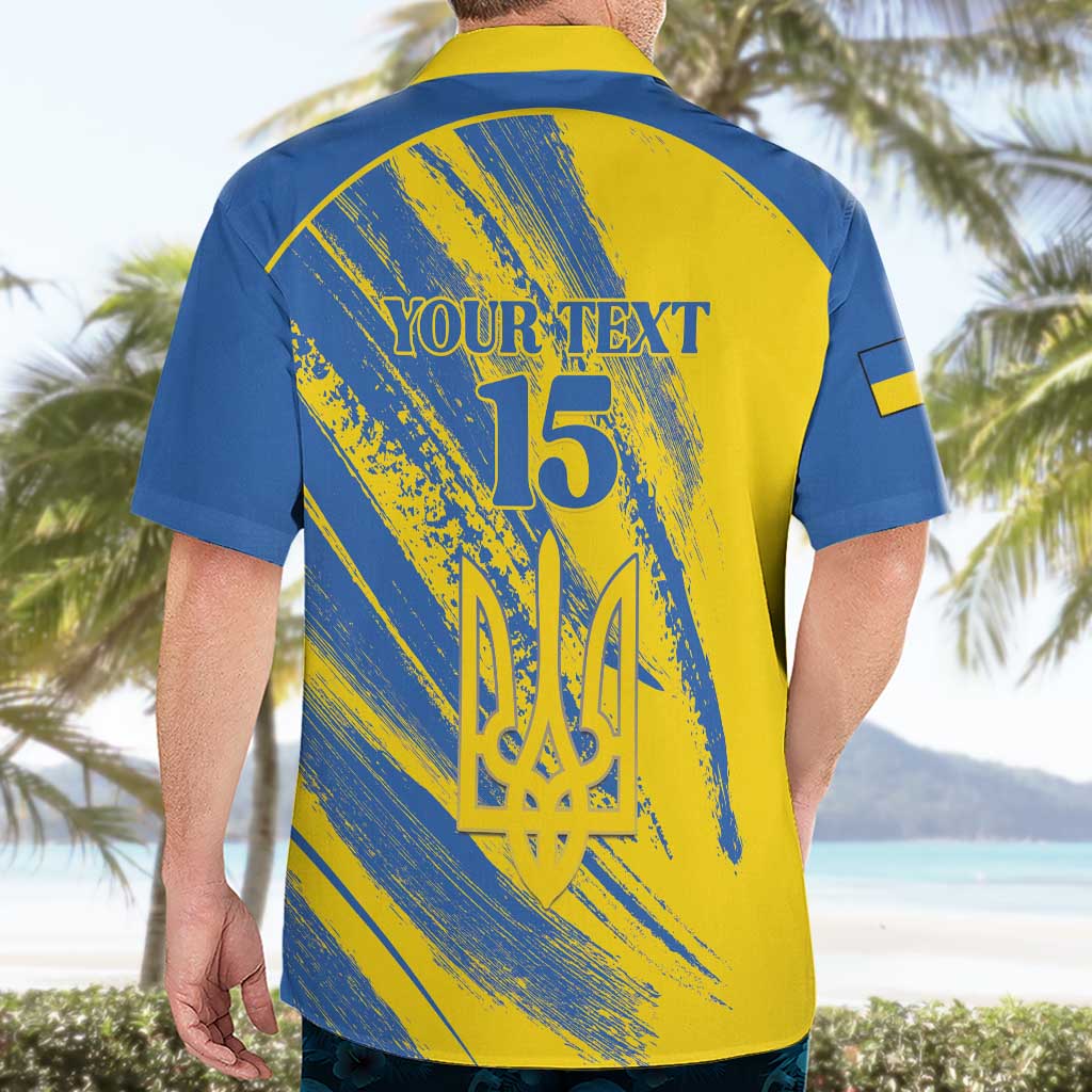 Custom Ukraine Football Hawaiian Shirt Blue And Yellow Grunge Style - Wonder Print Shop