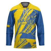Custom Ukraine Football Hockey Jersey Blue And Yellow Grunge Style - Wonder Print Shop