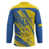 Custom Ukraine Football Hockey Jersey Blue And Yellow Grunge Style - Wonder Print Shop