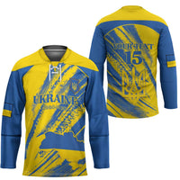 Custom Ukraine Football Hockey Jersey Blue And Yellow Grunge Style - Wonder Print Shop