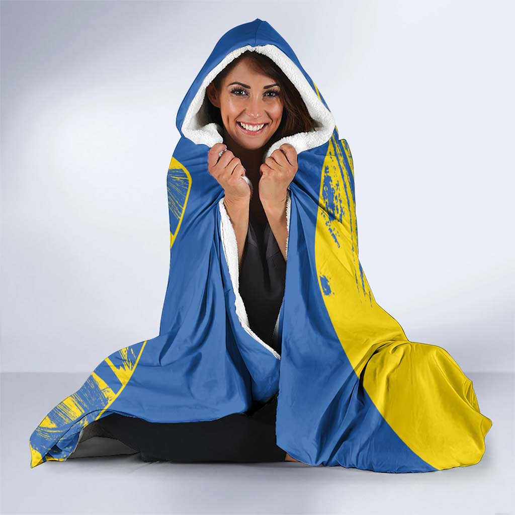 Ukraine Football Hooded Blanket Blue And Yellow Grunge Style - Wonder Print Shop