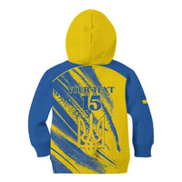 Custom Ukraine Football Kid Hoodie Blue And Yellow Grunge Style - Wonder Print Shop