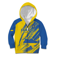 Custom Ukraine Football Kid Hoodie Blue And Yellow Grunge Style - Wonder Print Shop