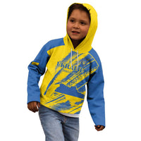 Custom Ukraine Football Kid Hoodie Blue And Yellow Grunge Style - Wonder Print Shop
