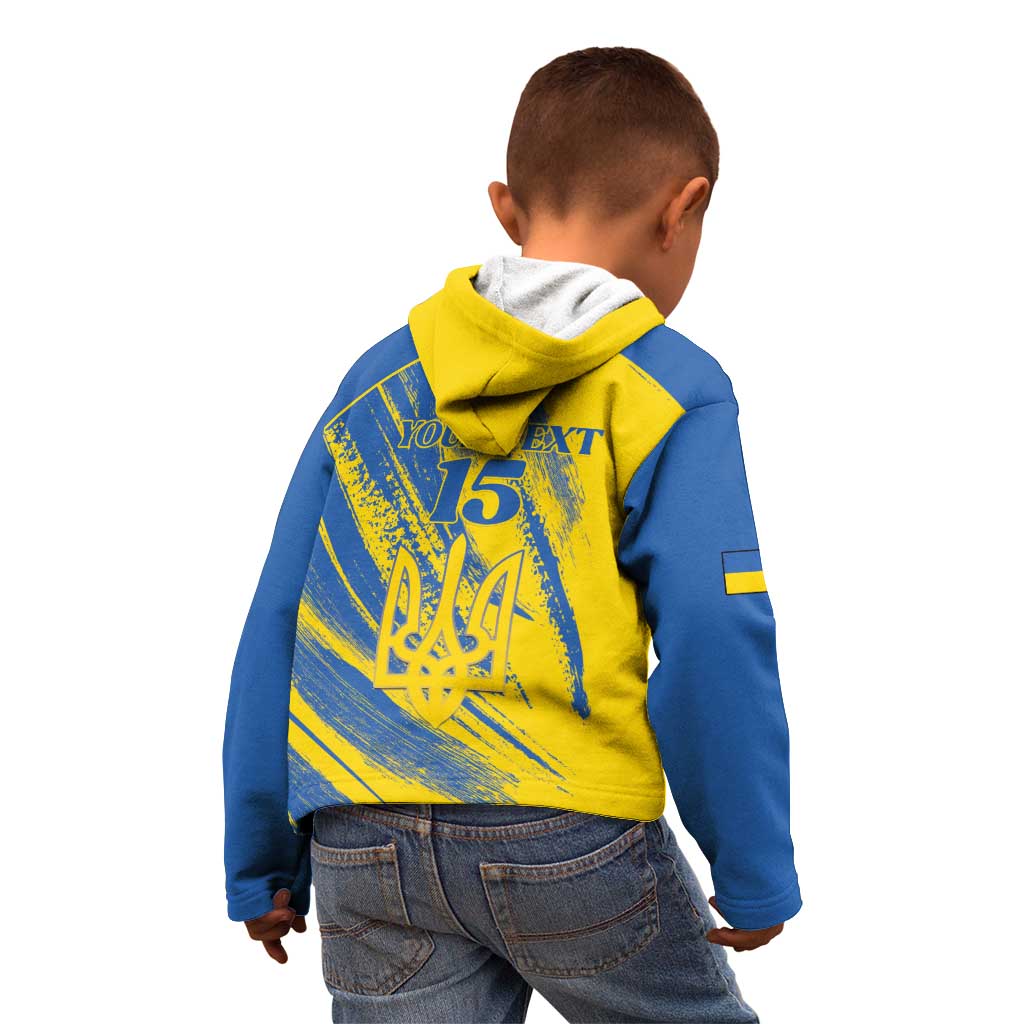 Custom Ukraine Football Kid Hoodie Blue And Yellow Grunge Style - Wonder Print Shop