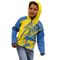 Custom Ukraine Football Kid Hoodie Blue And Yellow Grunge Style - Wonder Print Shop