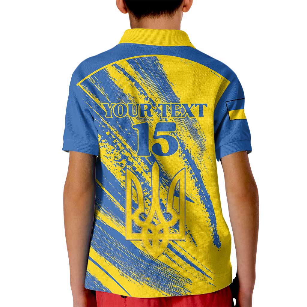 Custom Ukraine Football Kid Polo Shirt Blue And Yellow Grunge Style - Wonder Print Shop