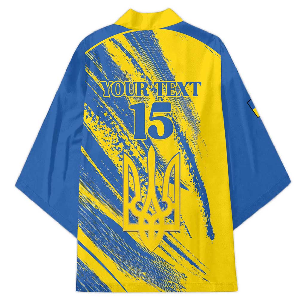 Custom Ukraine Football Kimono Blue And Yellow Grunge Style - Wonder Print Shop