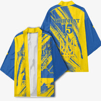 Custom Ukraine Football Kimono Blue And Yellow Grunge Style - Wonder Print Shop