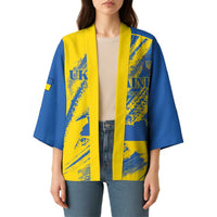Custom Ukraine Football Kimono Blue And Yellow Grunge Style - Wonder Print Shop
