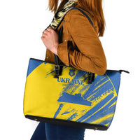 Ukraine Football Leather Tote Bag Blue And Yellow Grunge Style - Wonder Print Shop