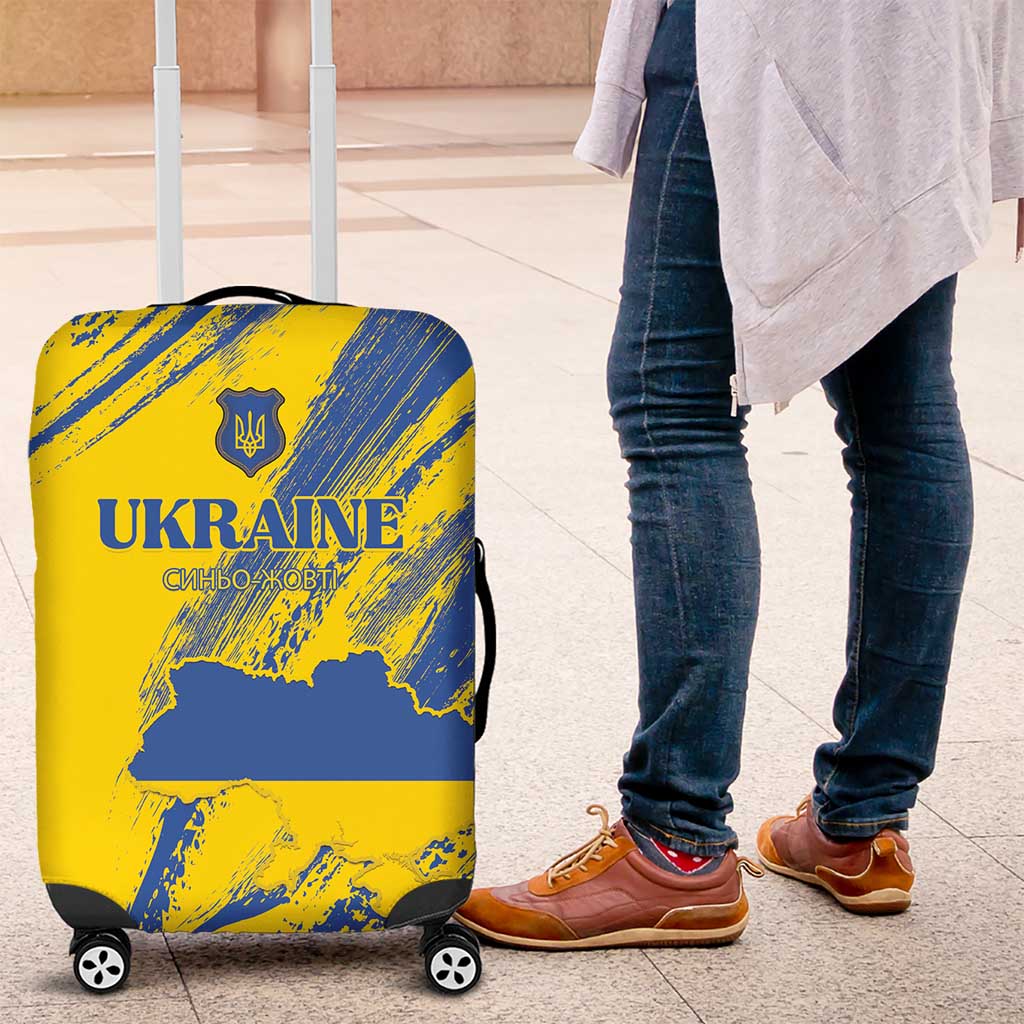 Ukraine Football Luggage Cover Blue And Yellow Grunge Style - Wonder Print Shop