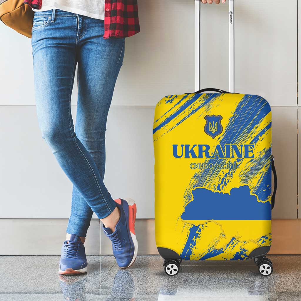 Ukraine Football Luggage Cover Blue And Yellow Grunge Style - Wonder Print Shop