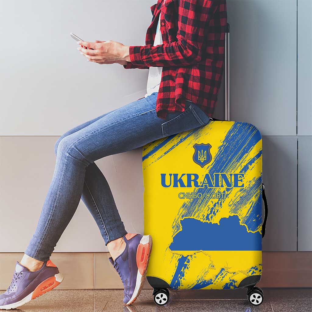 Ukraine Football Luggage Cover Blue And Yellow Grunge Style - Wonder Print Shop
