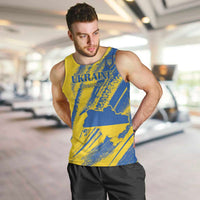 Custom Ukraine Football Men Tank Top Blue And Yellow Grunge Style - Wonder Print Shop