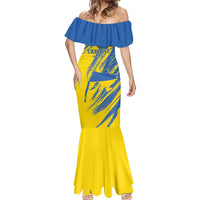 Custom Ukraine Football Mermaid Dress Blue And Yellow Grunge Style - Wonder Print Shop