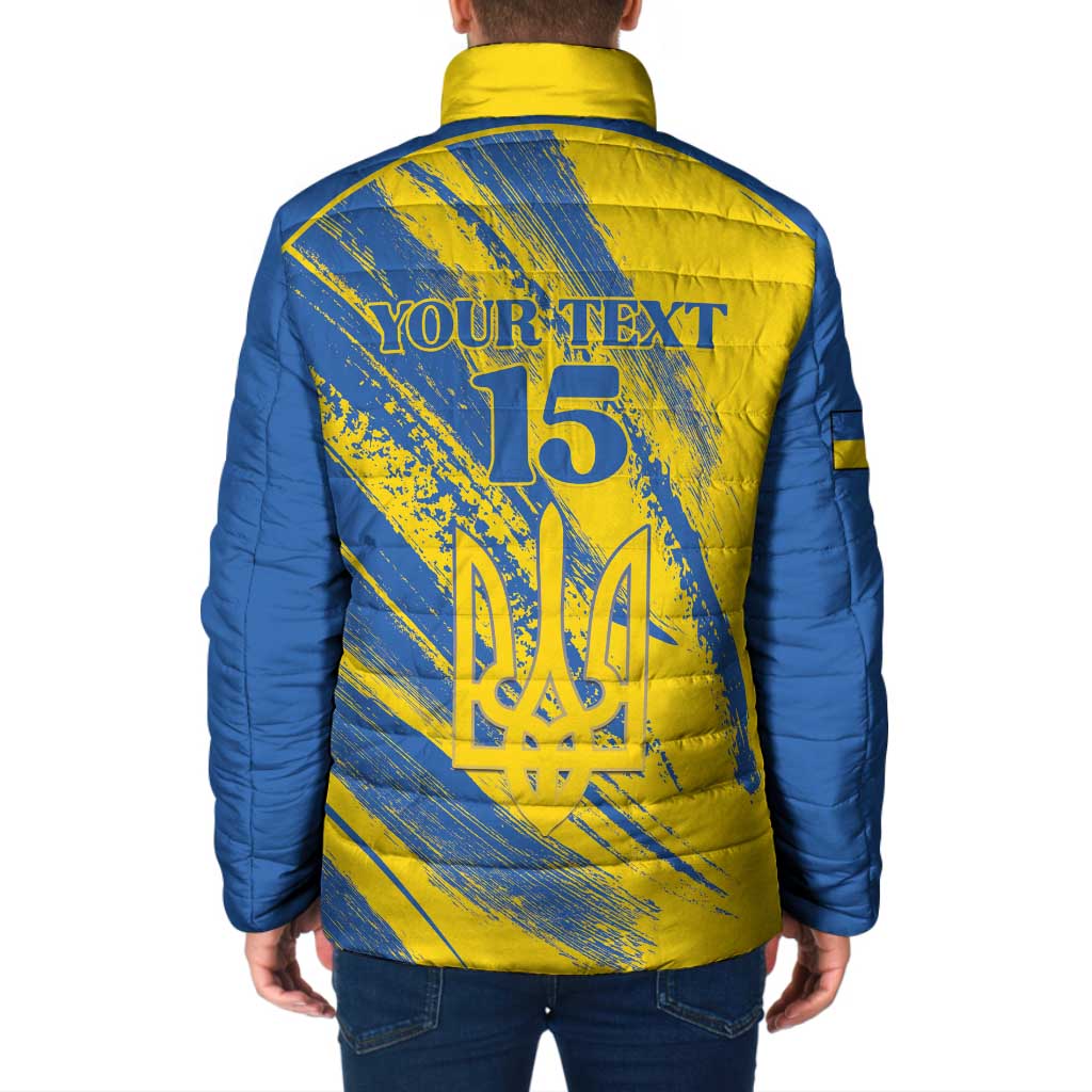 Custom Ukraine Football Padded Jacket Blue And Yellow Grunge Style - Wonder Print Shop