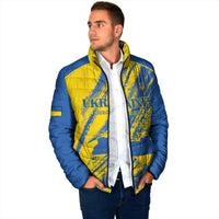 Custom Ukraine Football Padded Jacket Blue And Yellow Grunge Style - Wonder Print Shop