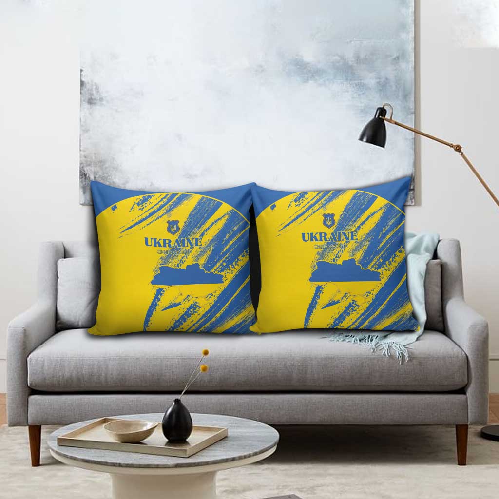 Ukraine Football Pillow Cover Blue And Yellow Grunge Style - Wonder Print Shop