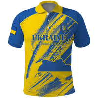 Custom Ukraine Football Polo Shirt Blue And Yellow Grunge Style - Wonder Print Shop