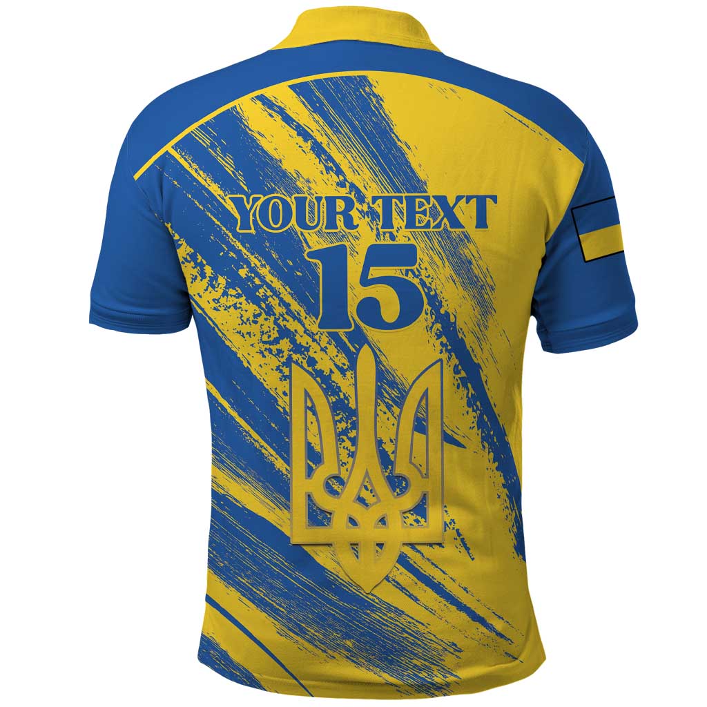 Custom Ukraine Football Polo Shirt Blue And Yellow Grunge Style - Wonder Print Shop
