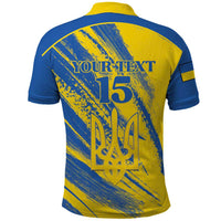 Custom Ukraine Football Polo Shirt Blue And Yellow Grunge Style - Wonder Print Shop