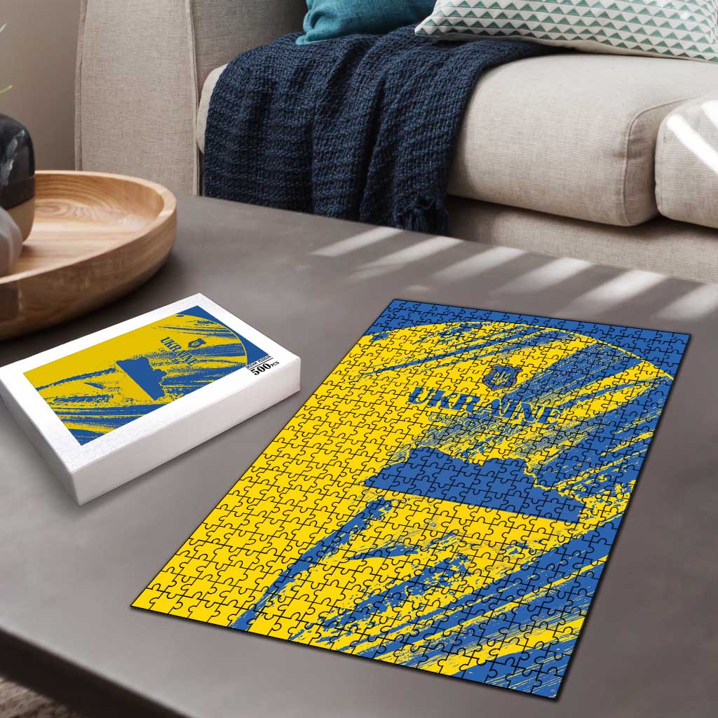 Ukraine Football Puzzle Blue And Yellow Grunge Style - Wonder Print Shop