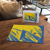 Ukraine Football Puzzle Blue And Yellow Grunge Style - Wonder Print Shop
