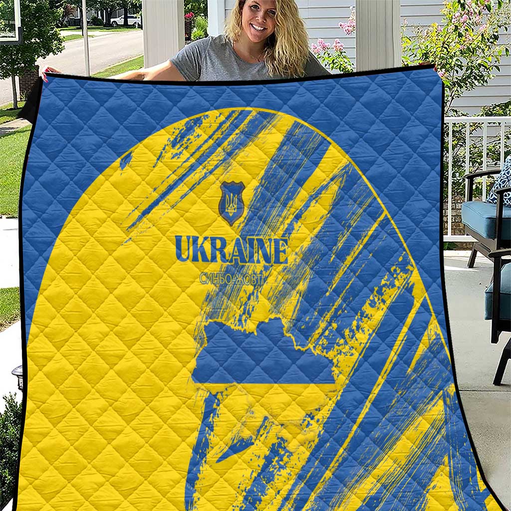 Ukraine Football Quilt Blue And Yellow Grunge Style - Wonder Print Shop