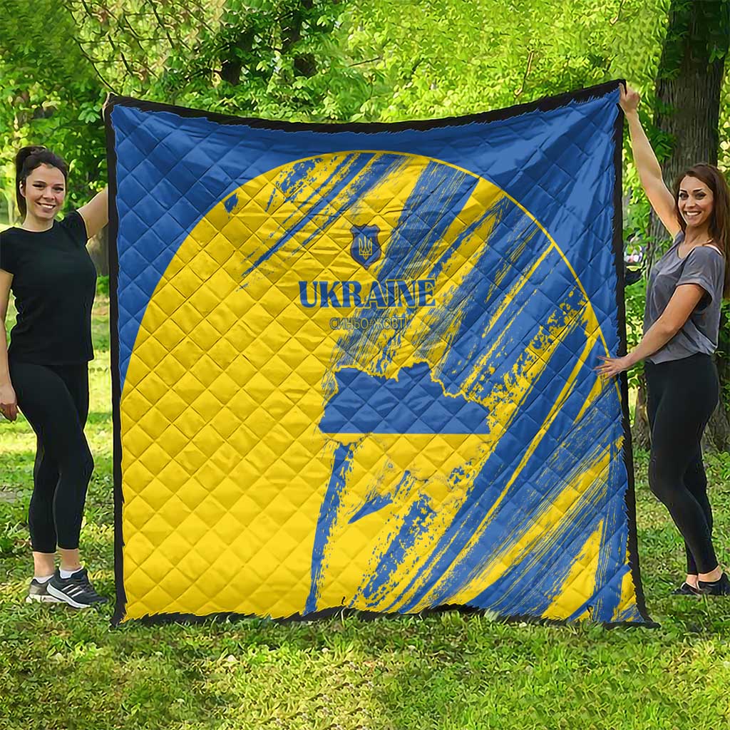 Ukraine Football Quilt Blue And Yellow Grunge Style - Wonder Print Shop
