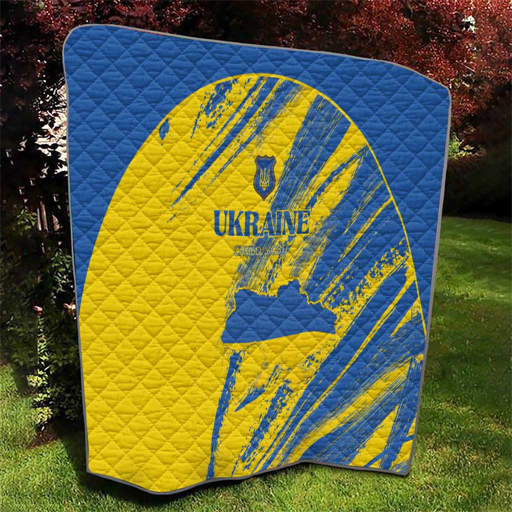 Ukraine Football Quilt Blue And Yellow Grunge Style - Wonder Print Shop
