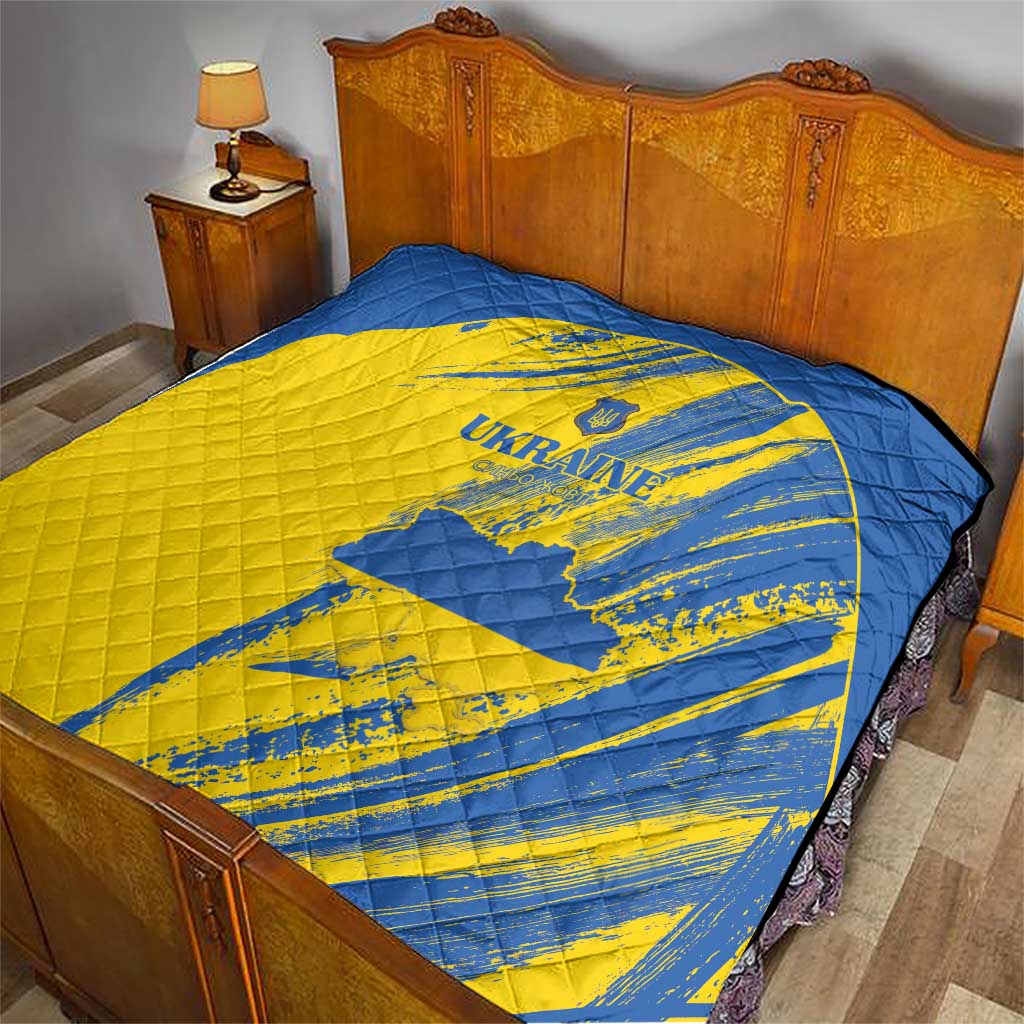 Ukraine Football Quilt Blue And Yellow Grunge Style - Wonder Print Shop