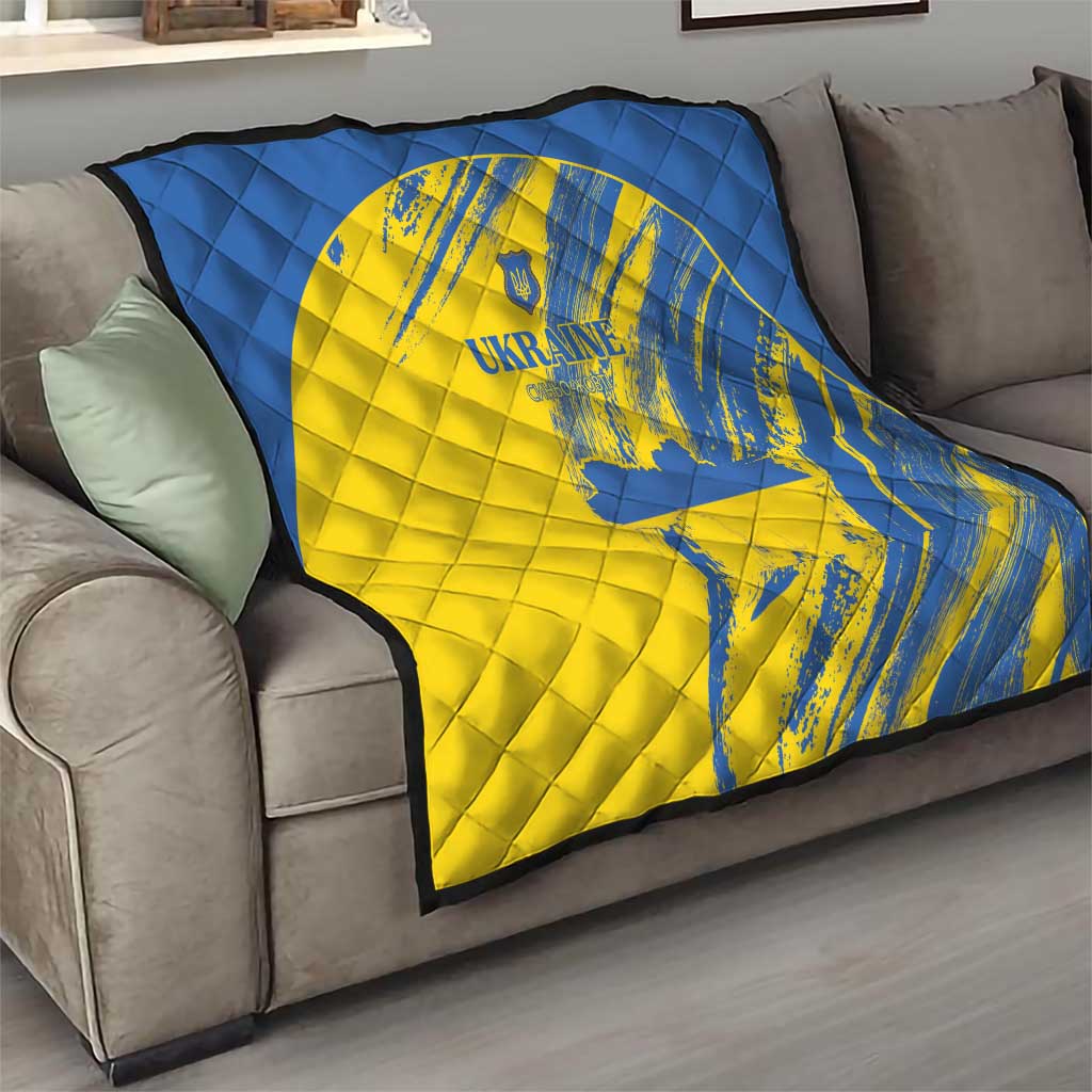 Ukraine Football Quilt Blue And Yellow Grunge Style - Wonder Print Shop