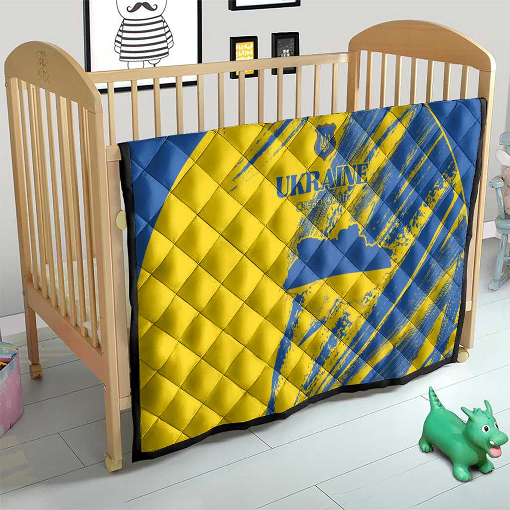 Ukraine Football Quilt Blue And Yellow Grunge Style - Wonder Print Shop
