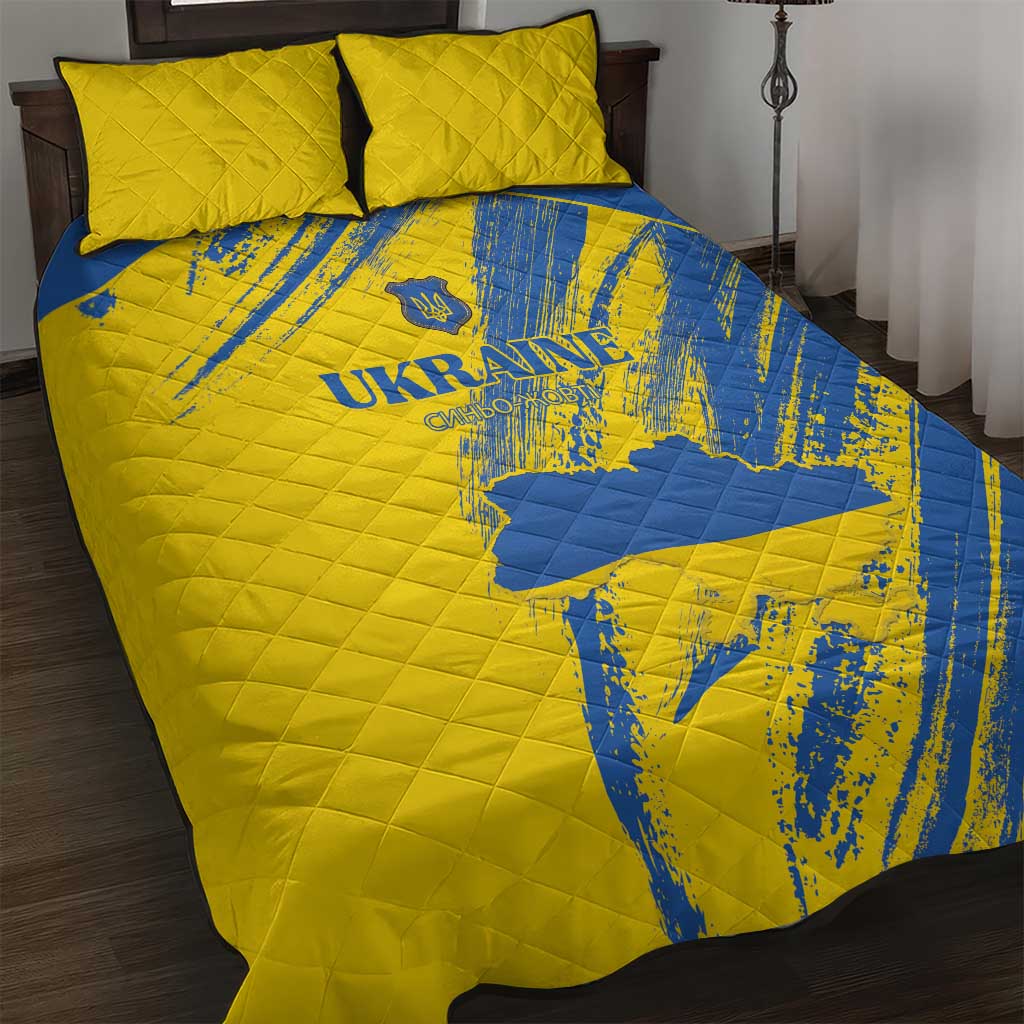 Ukraine Football Quilt Bed Set Blue And Yellow Grunge Style - Wonder Print Shop