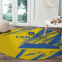 Ukraine Football Round Carpet Blue And Yellow Grunge Style - Wonder Print Shop