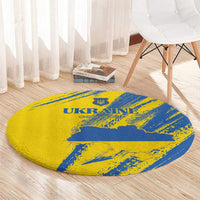 Ukraine Football Round Carpet Blue And Yellow Grunge Style - Wonder Print Shop