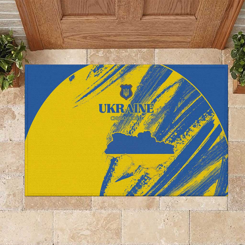 Ukraine Football Rubber Doormat Blue And Yellow Grunge Style - Wonder Print Shop