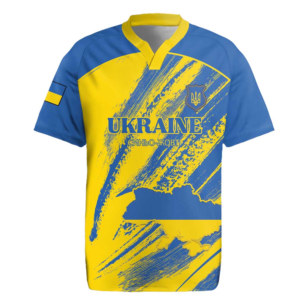 Custom Ukraine Football Rugby Jersey Blue And Yellow Grunge Style - Wonder Print Shop