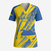 Custom Ukraine Football Scrub Top Blue And Yellow Grunge Style - Wonder Print Shop