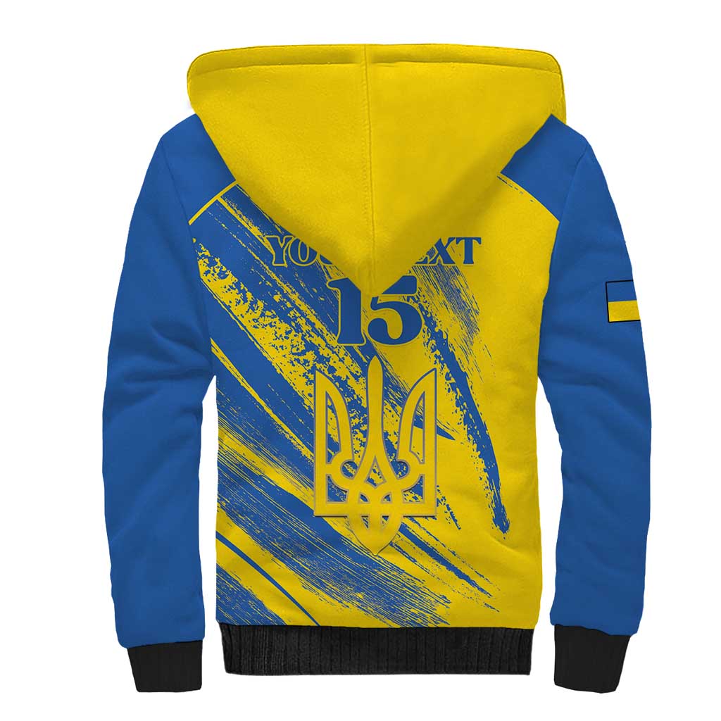 Custom Ukraine Football Sherpa Hoodie Blue And Yellow Grunge Style - Wonder Print Shop