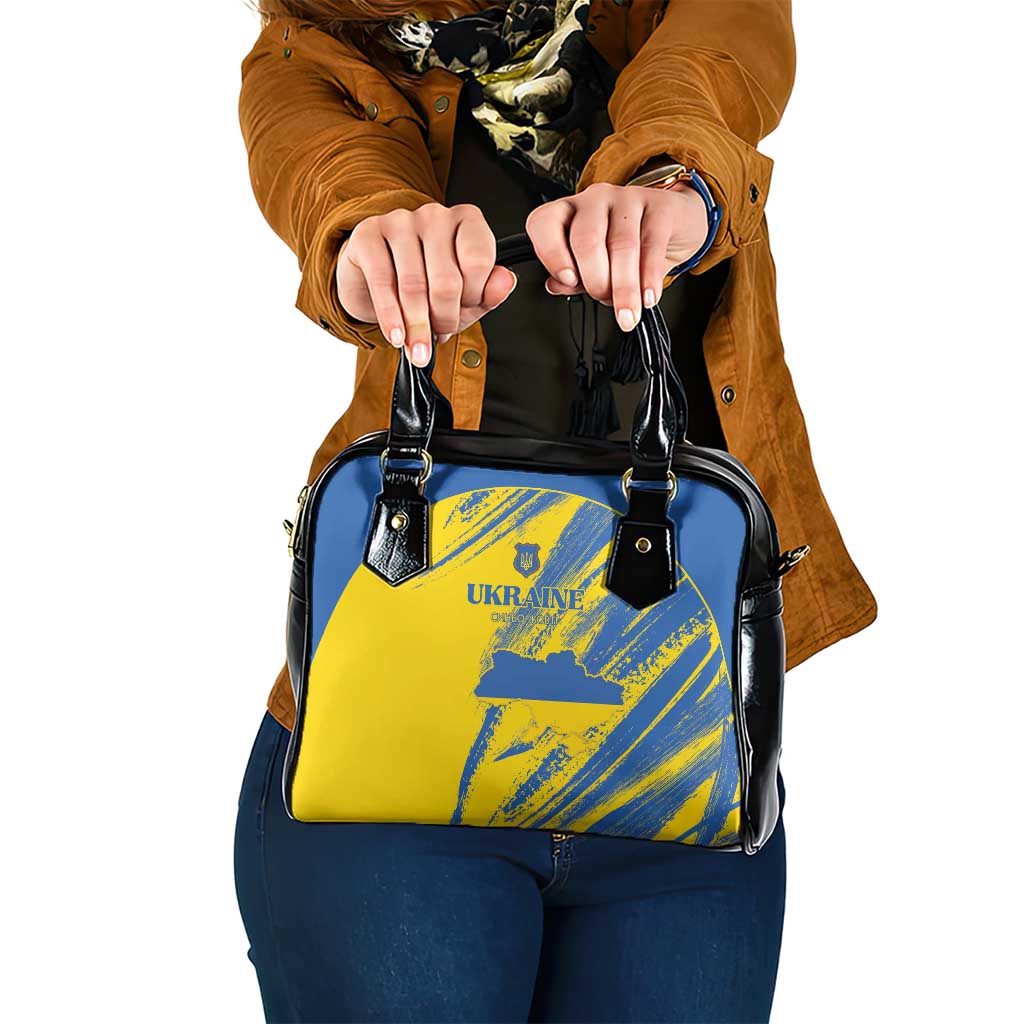 Ukraine Football Shoulder Handbag Blue And Yellow Grunge Style - Wonder Print Shop