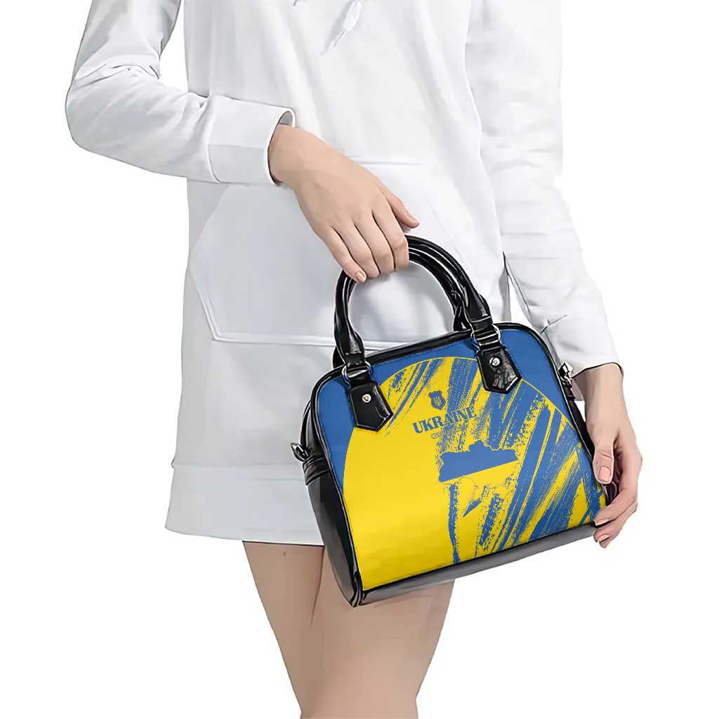 Ukraine Football Shoulder Handbag Blue And Yellow Grunge Style - Wonder Print Shop